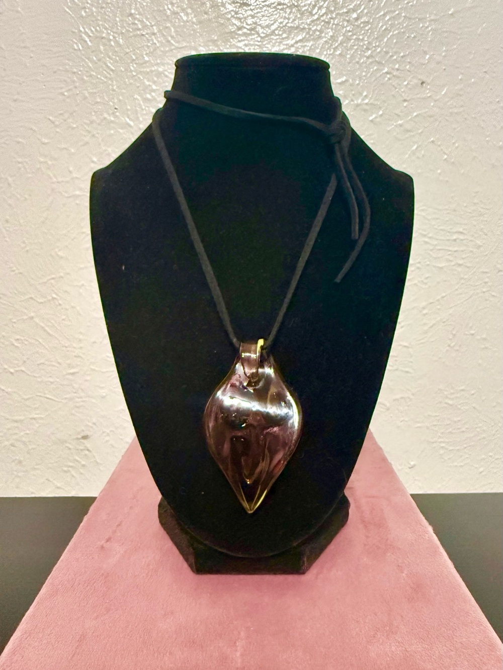 Artist Blown Glass Teardrop Pendant Necklace